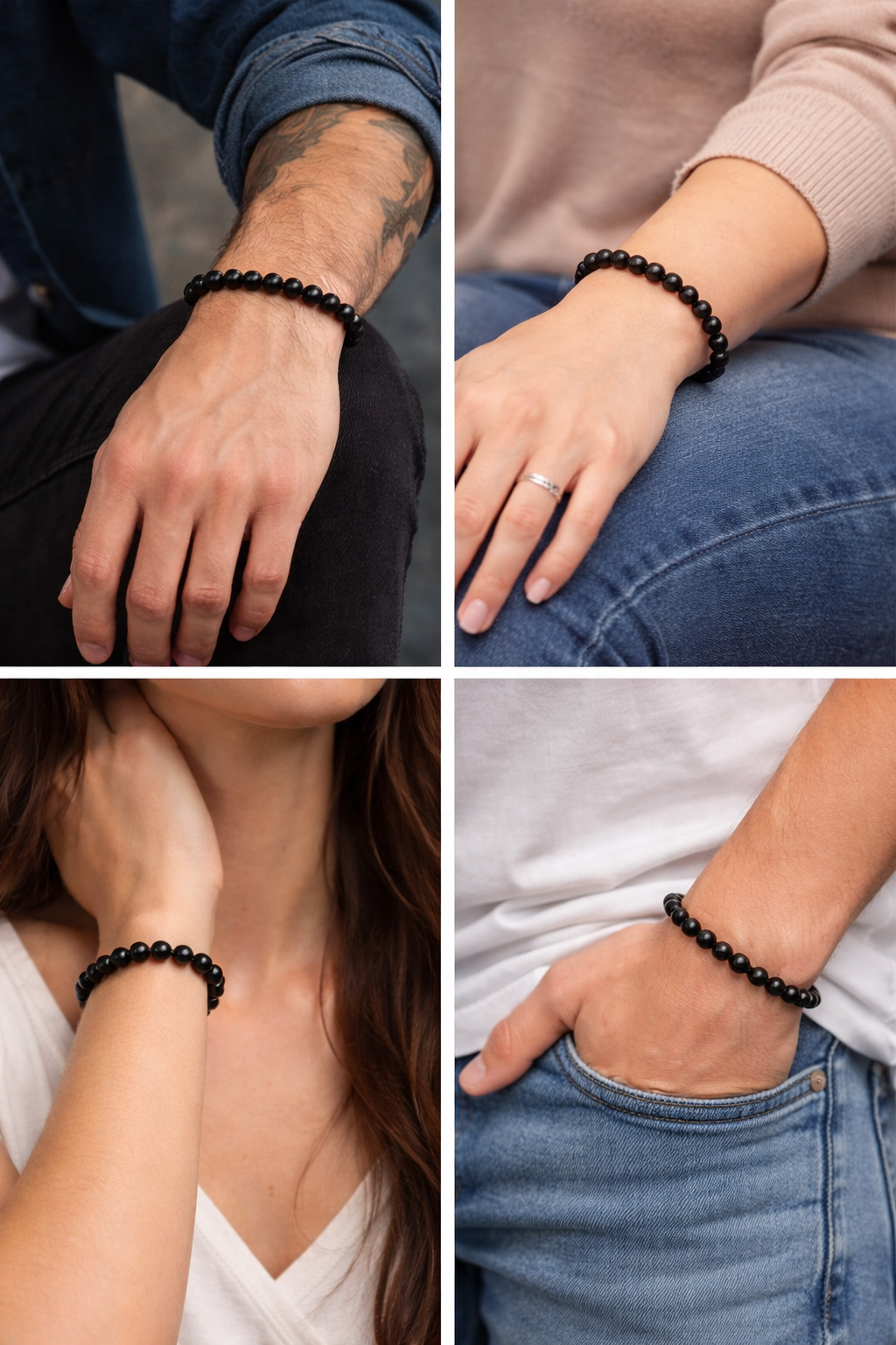 Original Black Onyx Stones Bracelet For Women & Men ( Protection, Strength & Confidence Crystal Bracelet ) - Image 4