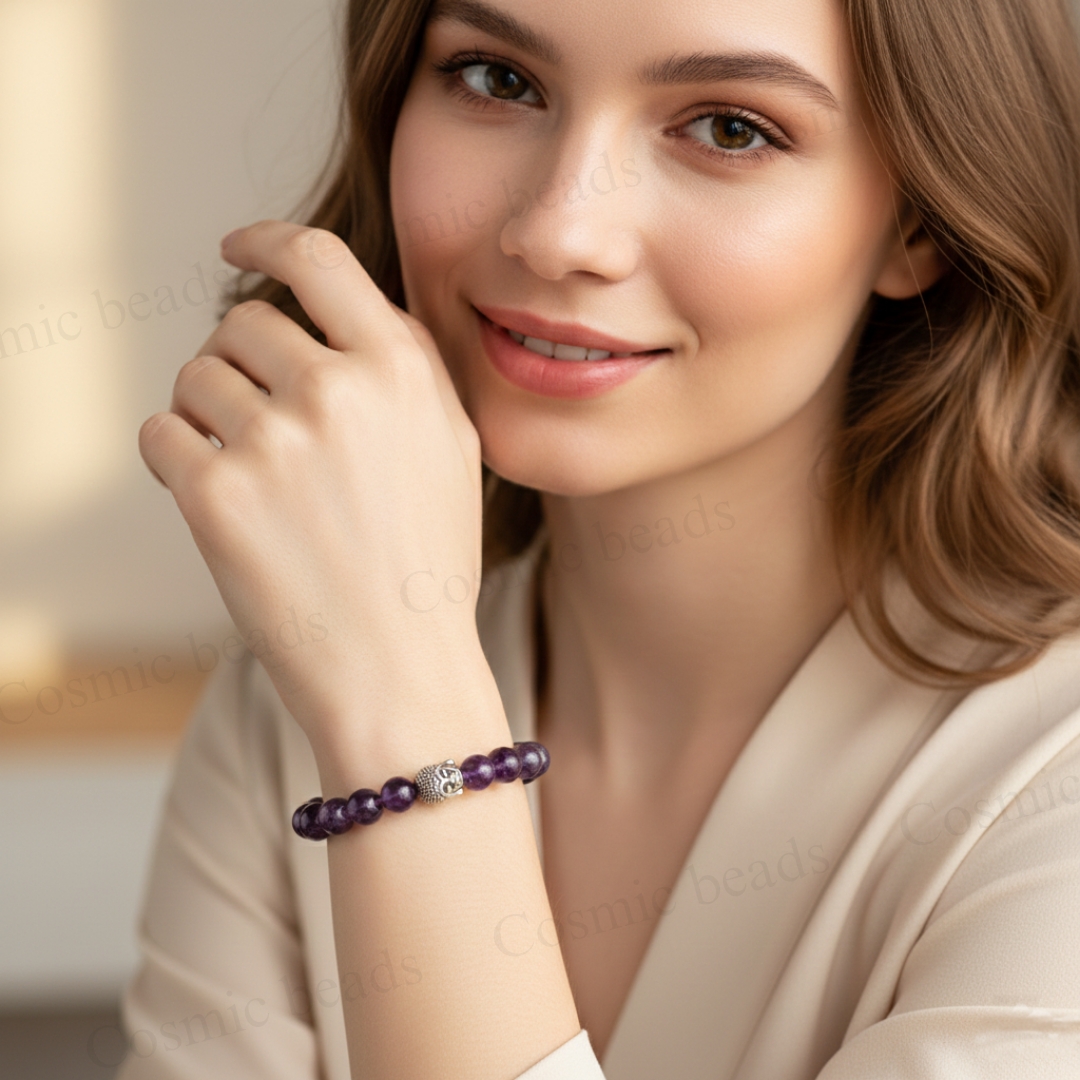 Original Amethyst Pure Stones Bracelet for Men & Women | Healing Crystal for Peace, Protection & Positivity | Unisex Spiritual Bracelet - Image 3