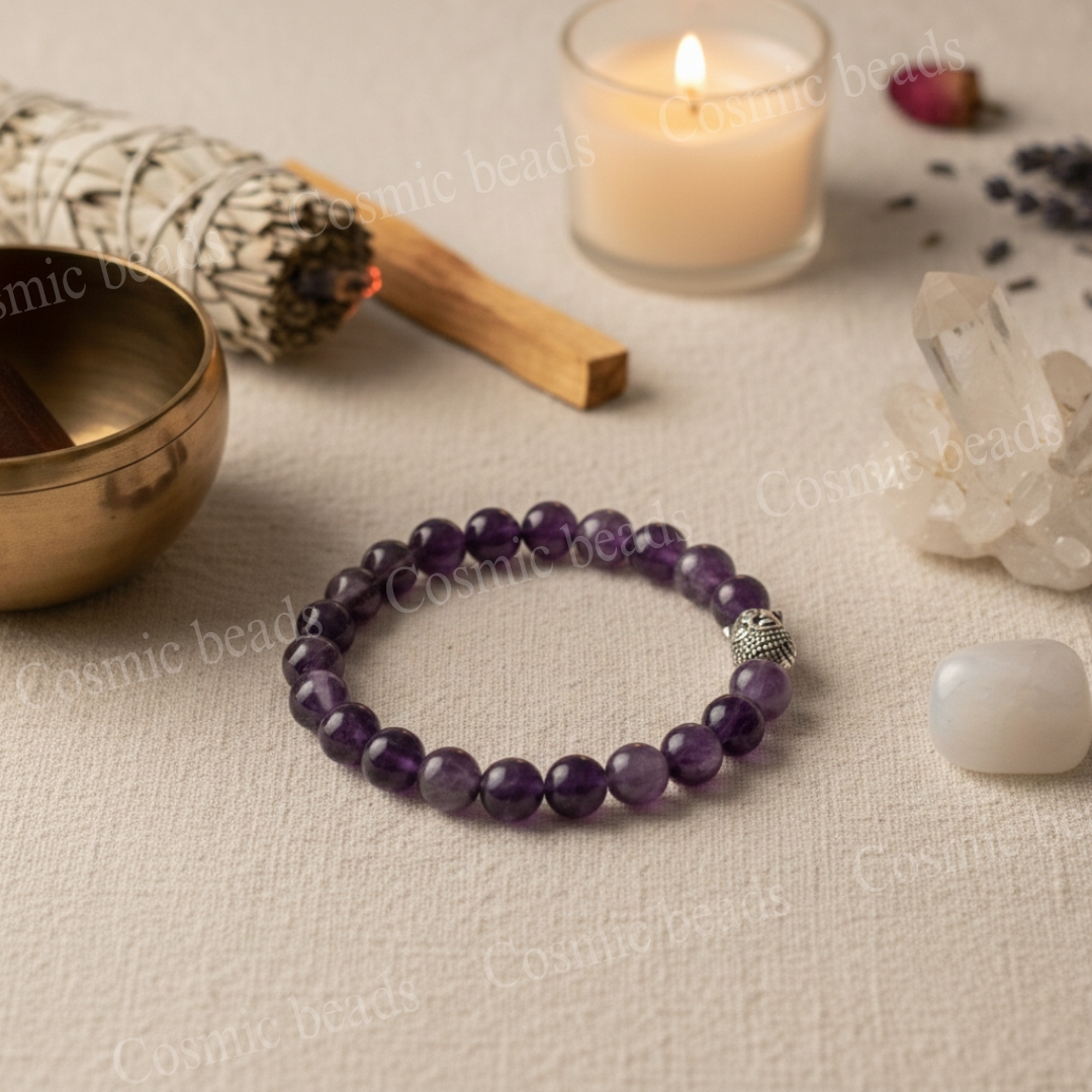 Original Amethyst Pure Stones Bracelet for Men & Women | Healing Crystal for Peace, Protection & Positivity | Unisex Spiritual Bracelet - Image 4