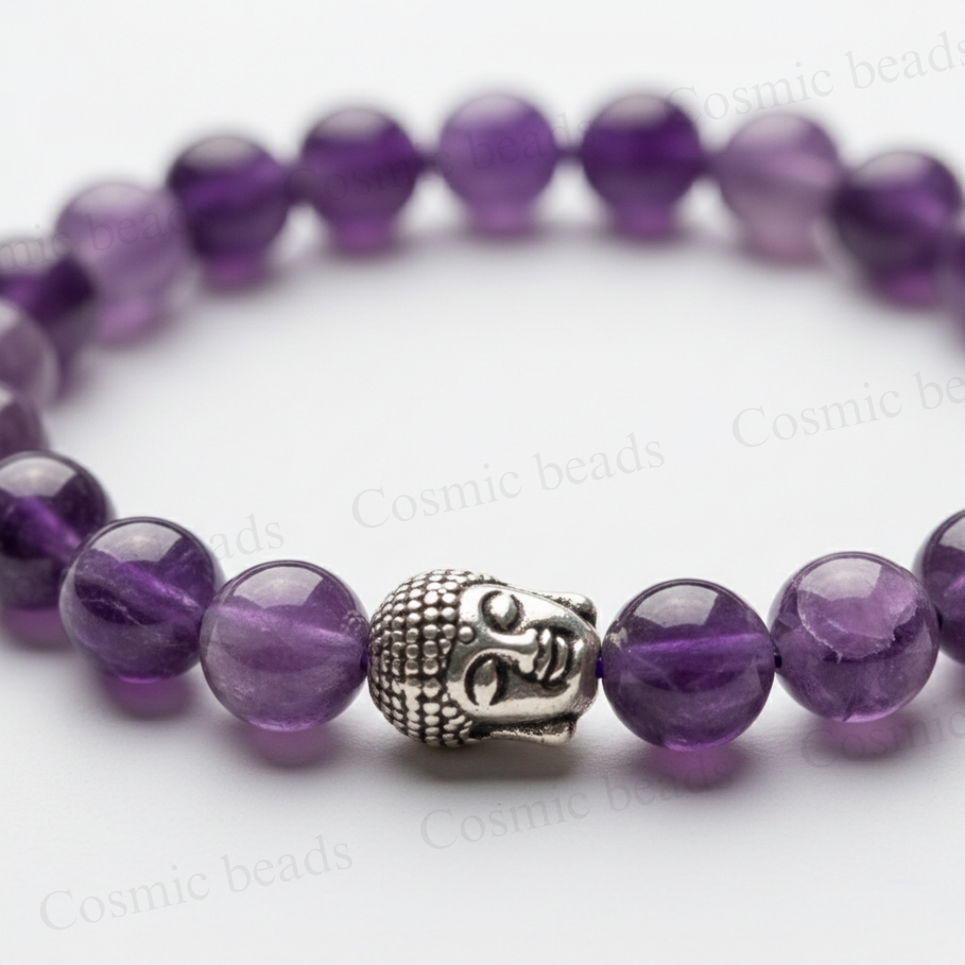 Original Amethyst Pure Stones Bracelet for Men & Women | Healing Crystal for Peace, Protection & Positivity | Unisex Spiritual Bracelet - Image 2