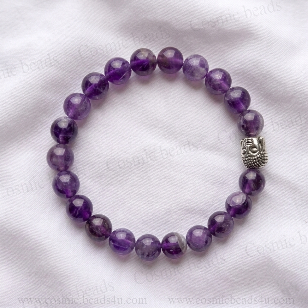 Original Amethyst Pure Stones Bracelet for Men & Women | Healing Crystal for Peace, Protection & Positivity | Unisex Spiritual Bracelet
