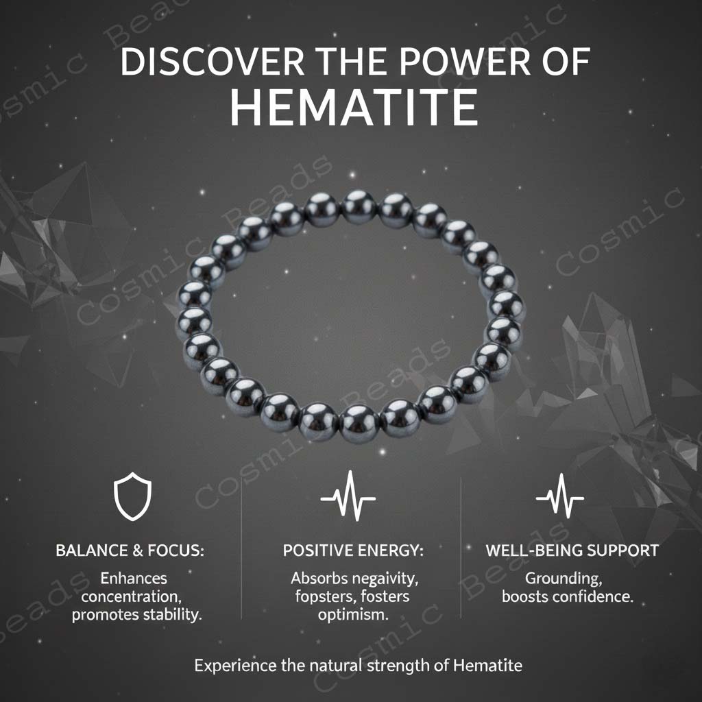 Original Stones Hematite Bracelet for Women & Men ( Protection, Grounding & Inner Strength Stone, Money Magnet Crystals ) - Image 7