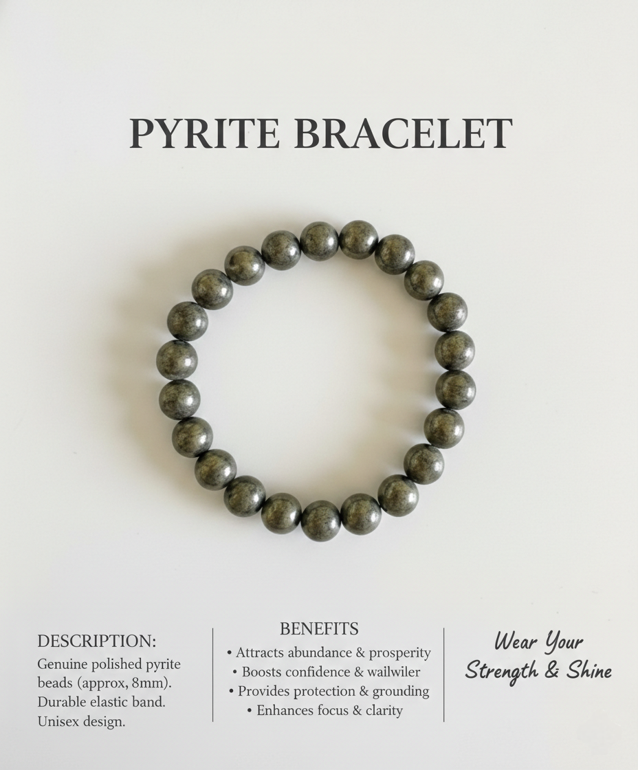 Original Pyrite Stones Bracelet for Women & Men ( Money Magnet Crystal Bracelet for Success & Confidence ) - Image 2
