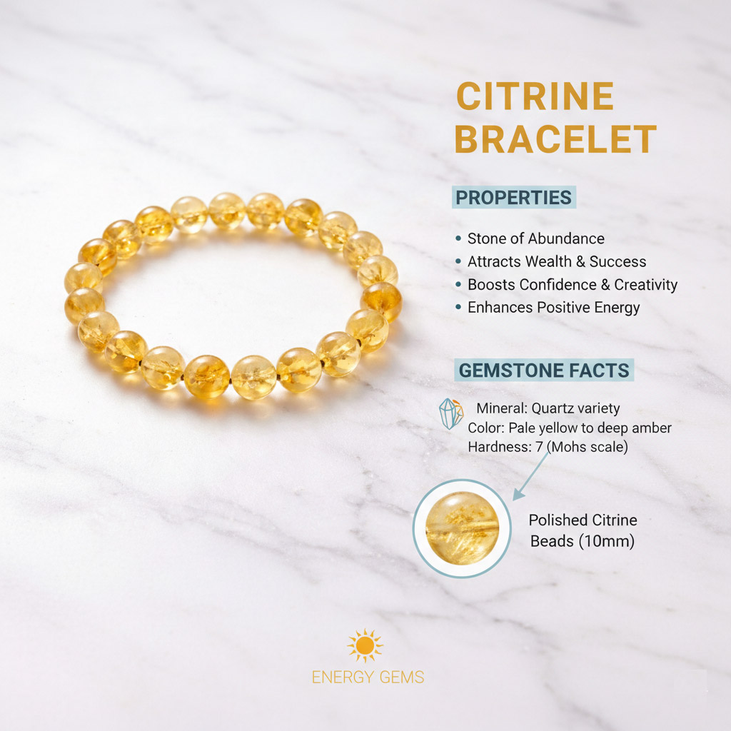 Original Citrine Stones Bracelet for Women & Men ( Abundance & Prosperity – Money Attraction Crystal Bracelet ) - Image 5
