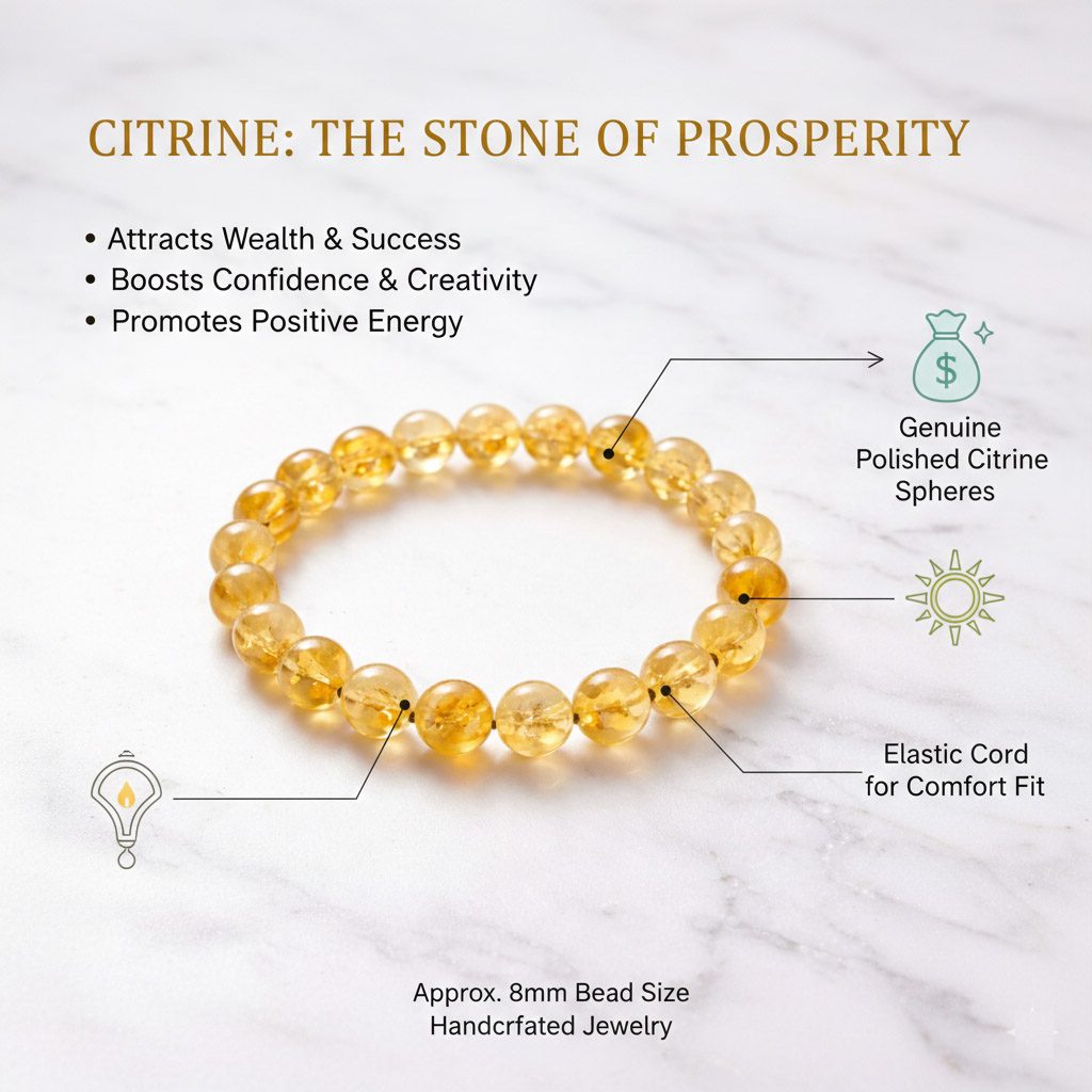 Original Citrine Stones Bracelet for Women & Men ( Abundance & Prosperity – Money Attraction Crystal Bracelet ) - Image 7