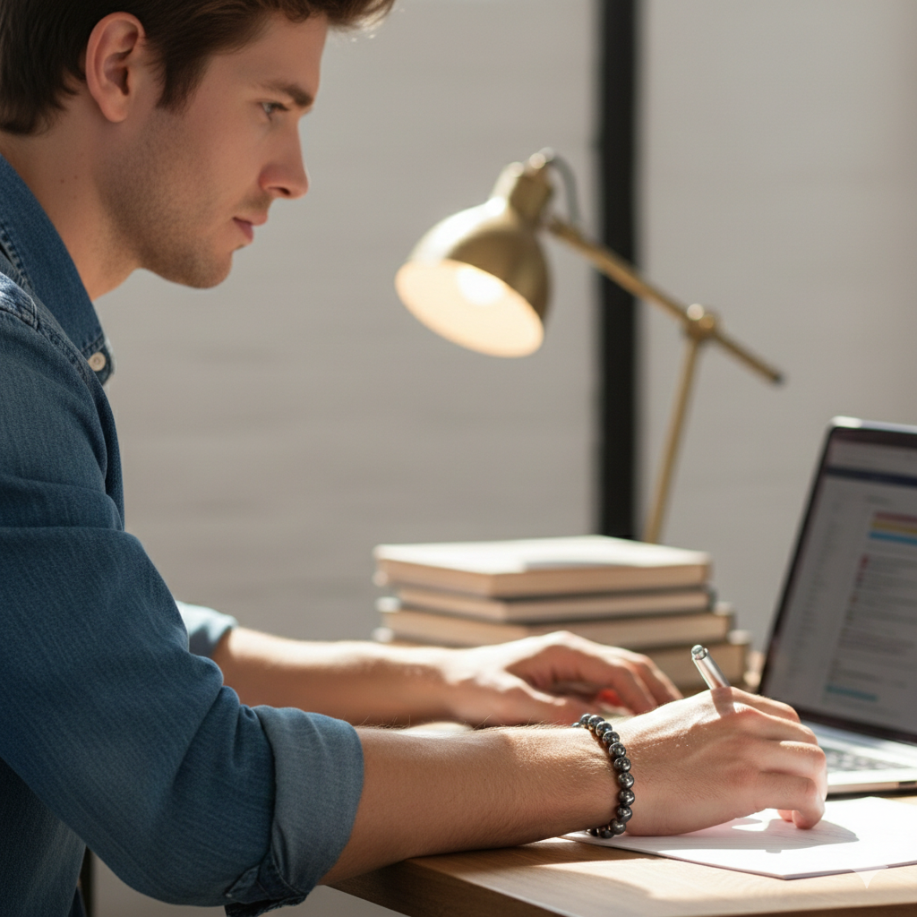 Original Stones Hematite Bracelet for Women & Men ( Protection, Grounding & Inner Strength Stone, Money Magnet Crystals ) - Image 5