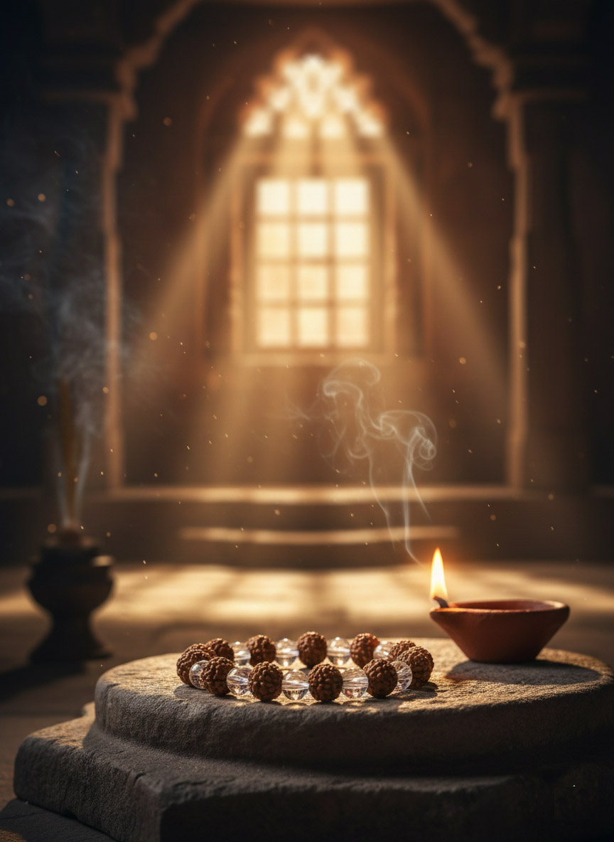 Original 100% Genuine Rudraksha & Clear Quartz Bracelet - Divine Energy, Clarity & Spiritual Protection - Image 5