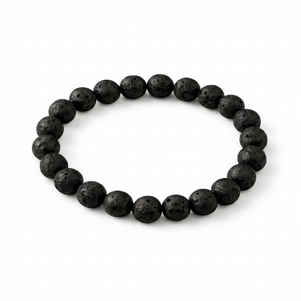 Original Black Lava Stones Bracelet for Women & Men ( Grounding, Strength & Spiritual Protection )