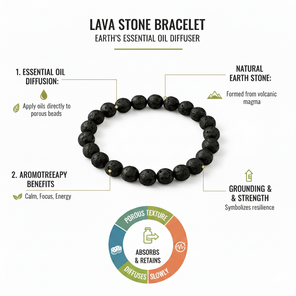 Original Black Lava Stones Bracelet for Women & Men ( Grounding, Strength & Spiritual Protection ) - Image 2