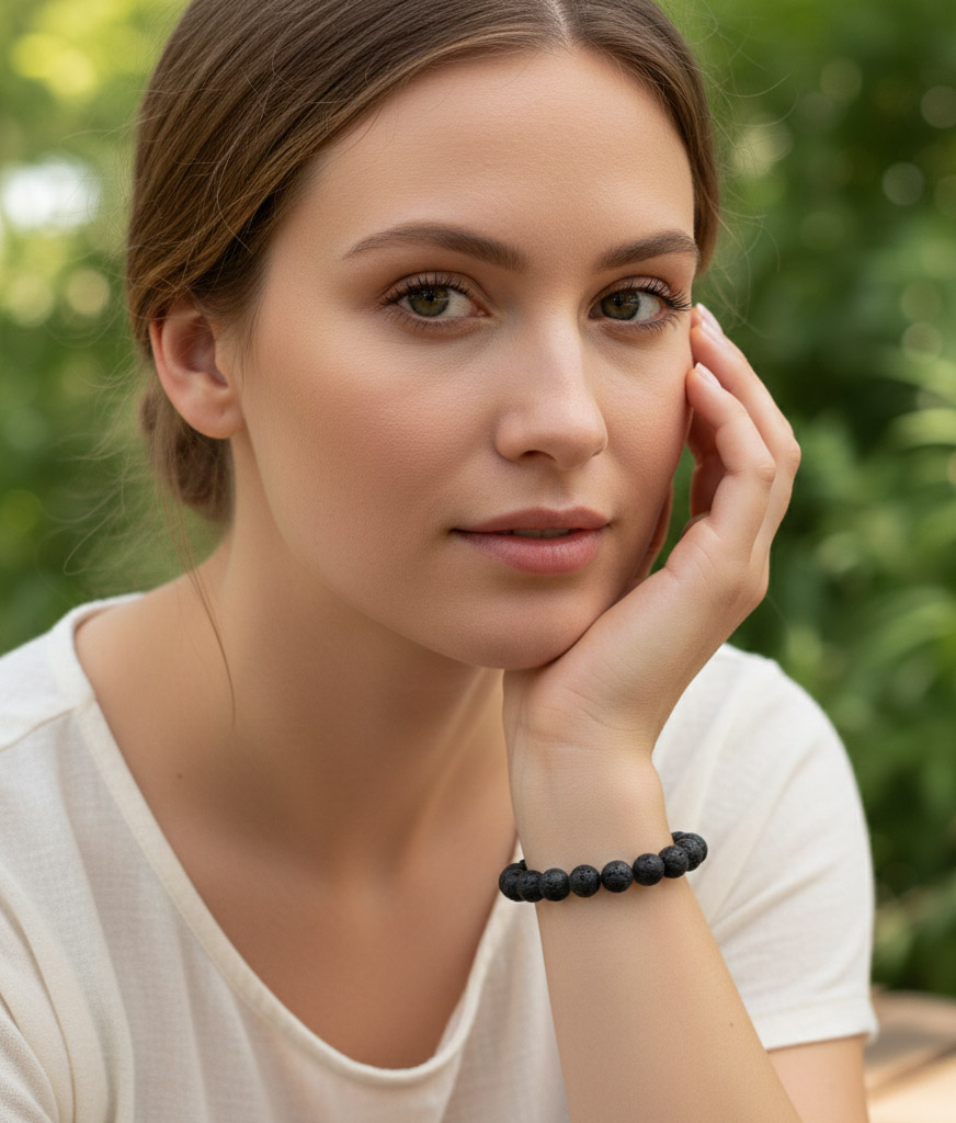 Original Black Lava Stones Bracelet for Women & Men ( Grounding, Strength & Spiritual Protection ) - Image 3