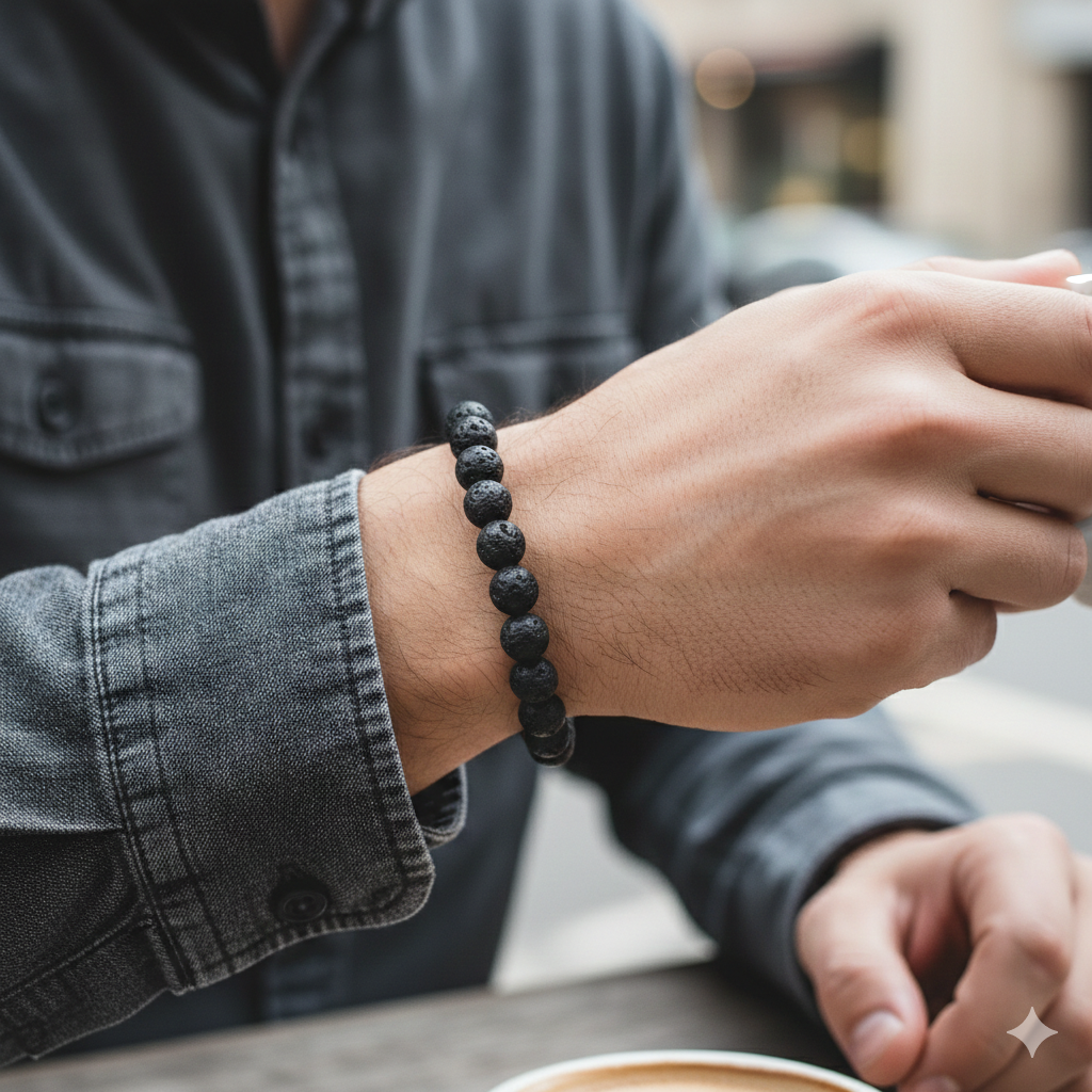 Original Black Lava Stones Bracelet for Women & Men ( Grounding, Strength & Spiritual Protection ) - Image 4