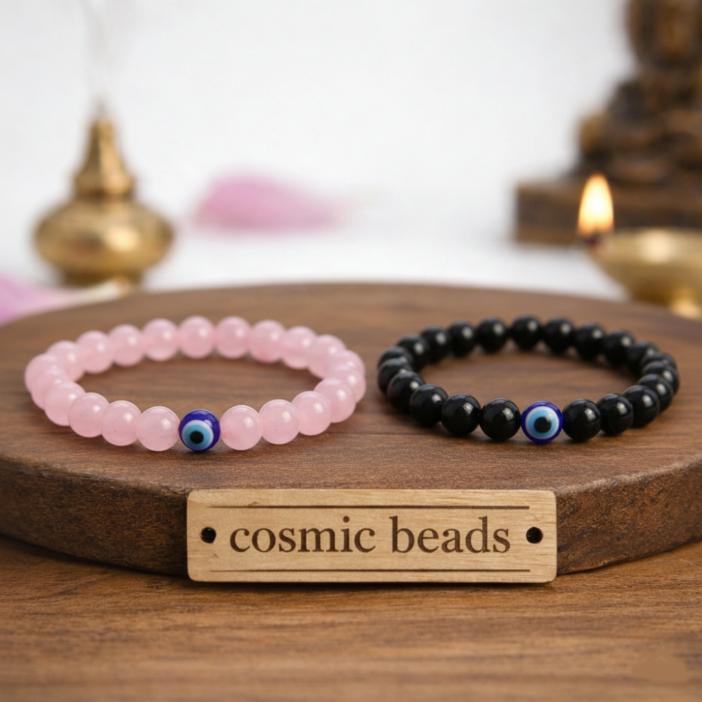 Original Combo Matching Sets for Harmony Love - Rose Quartz & BlackOnyx Evil's Eye ( Attraction Love & Protect Nagetive Engergy )