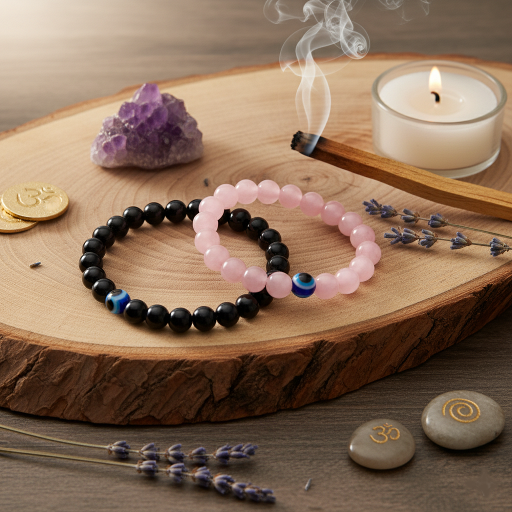 Original Combo Matching Sets for Harmony Love - Rose Quartz & BlackOnyx Evil's Eye ( Attraction Love & Protect Nagetive Engergy ) - Image 2