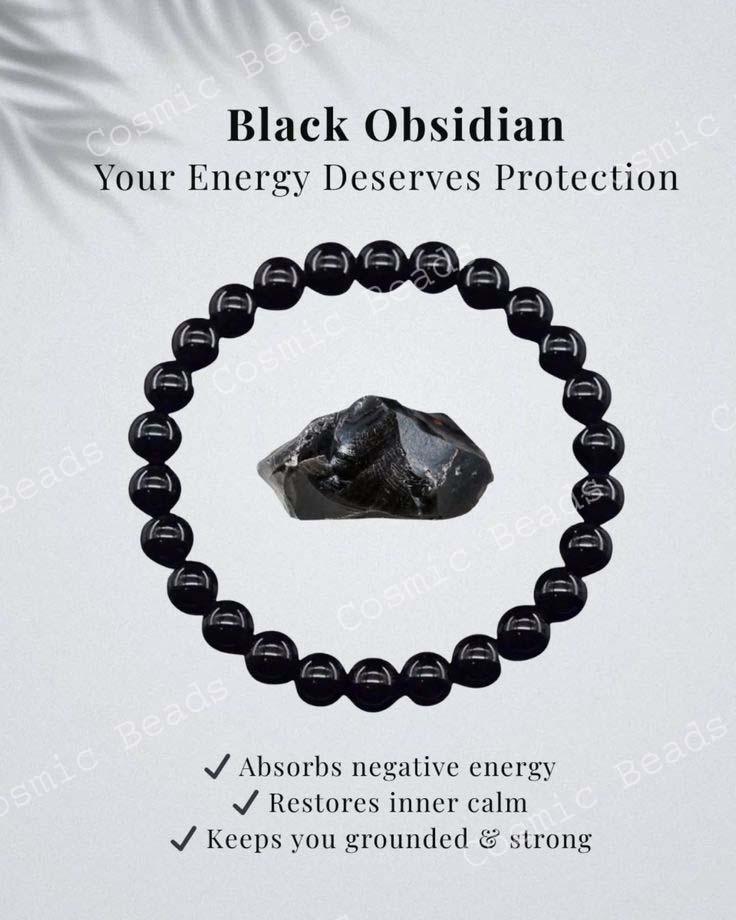 Original Black Onyx Stones Bracelet For Women & Men ( Protection, Strength & Confidence Crystal Bracelet ) - Image 2