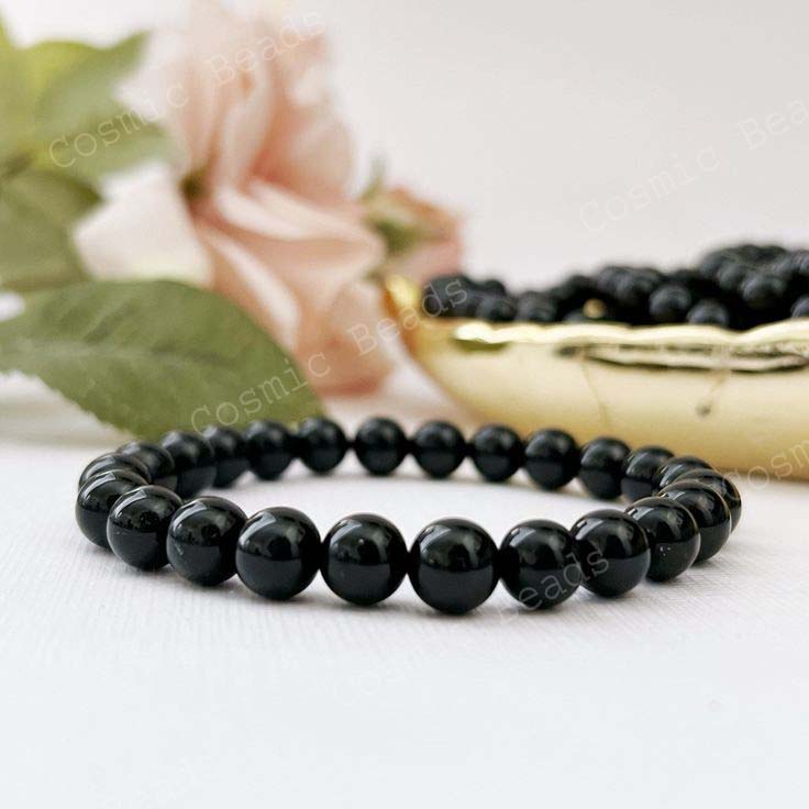 Original Black Onyx Stones Bracelet For Women & Men ( Protection, Strength & Confidence Crystal Bracelet ) - Image 3