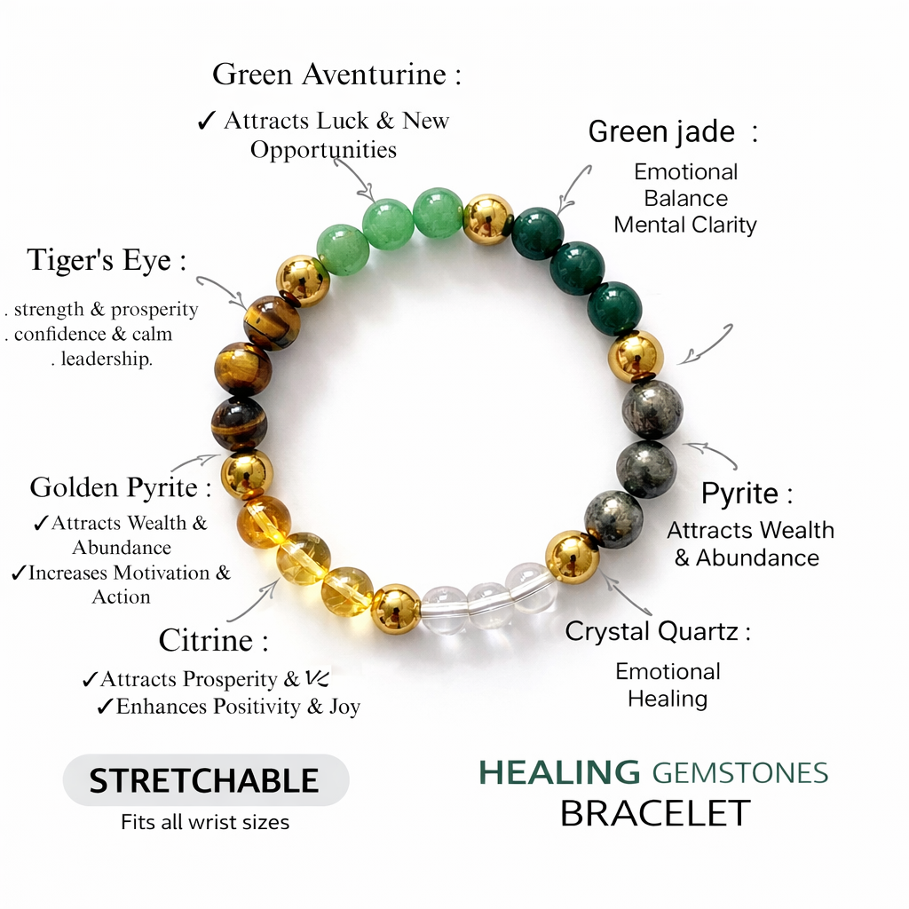 Original 100% Genuine Dhanyog Stones Bracelet for Money Attract - Financial Support, Success & Growth | Future, Spiritual Healing Crystals Bracelet for Women & Men - Image 2