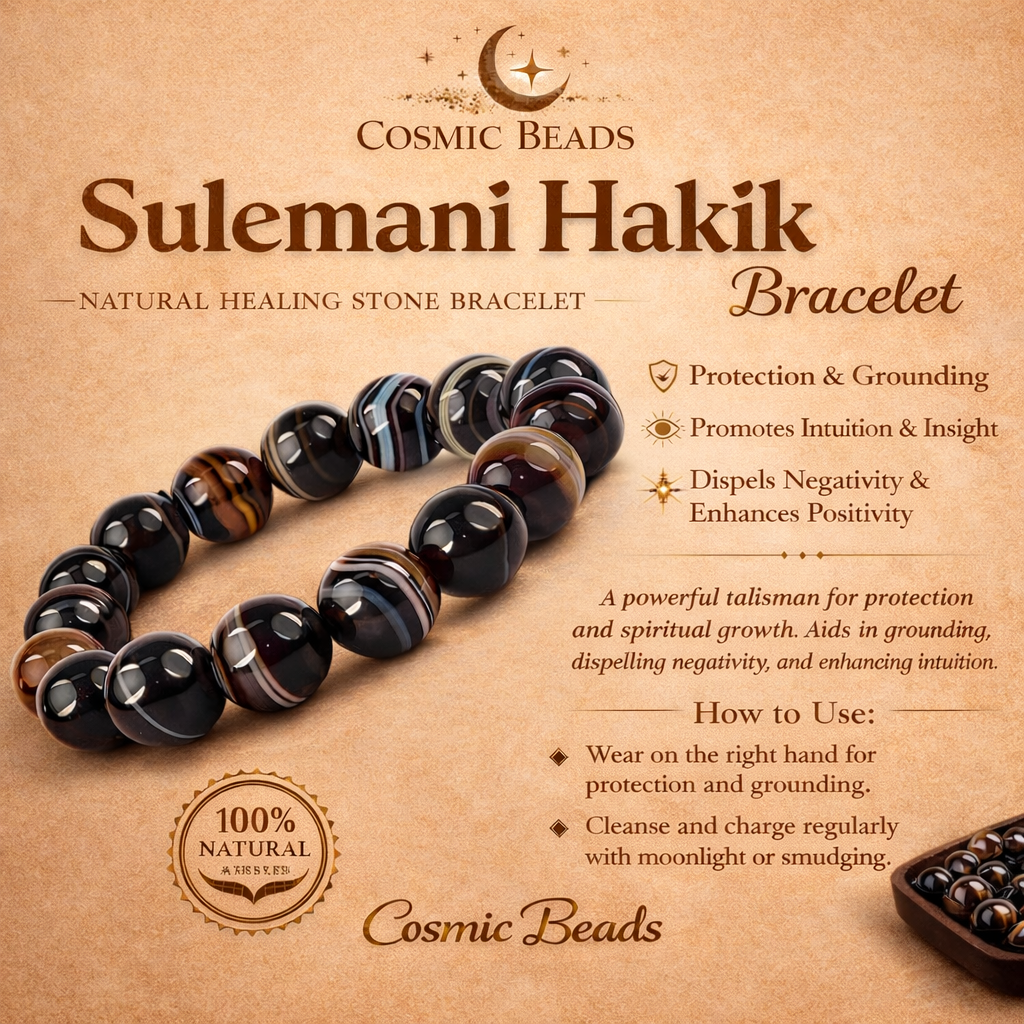 Original Sulemani Hakik Stones Bracelet for Women & Men | Protection, Strength & Positive Energy Crystal Bracelet - Image 6