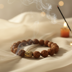 Genuine Premium Rudraksha Bracelet with Golden Buddha Beads