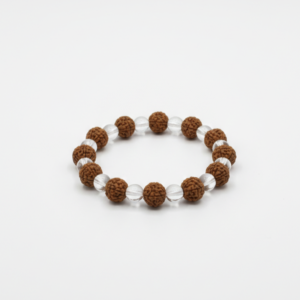 Original 100% Genuine Rudraksha & Clear Quartz Bracelet - Divine Energy, Clarity & Spiritual Protection