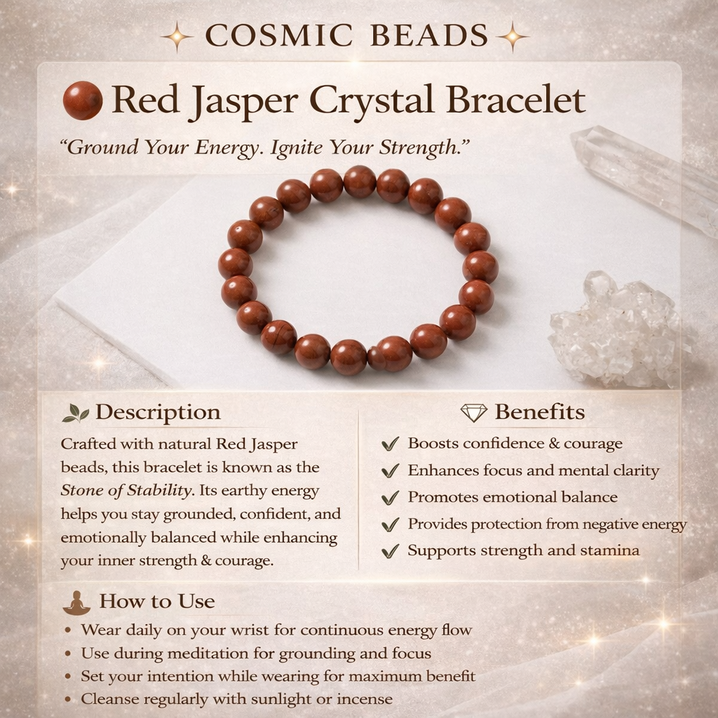 Original 100% Pure Stones Red Jasper Bracelet for Women & Men ( Bracelet – Strength, Stability & Protection Healing Stone ) - Image 6