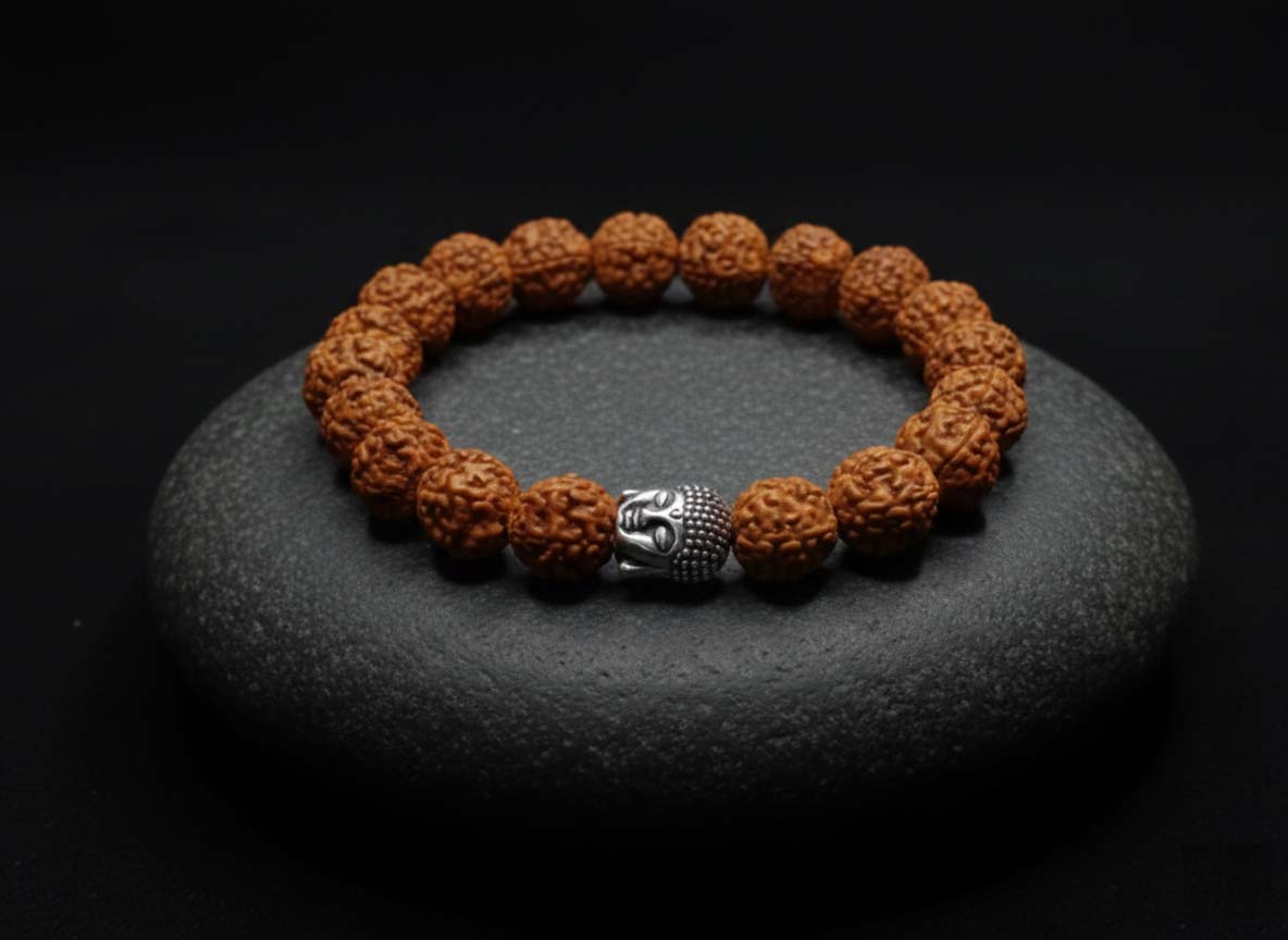 Genuine Natural Rudraksha Bracelet with Buddha Head - Image 5
