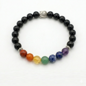 Cosmic Beads Black Onyx 7 Chakra Buddha Charm Bracelet – Protection, Balance & Spiritual Healing
