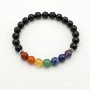 Cosmic Beads Black Onyx 7 Chakra Bracelet – Protection, Balance & Energy Healing