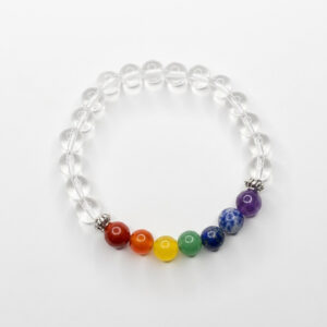Cosmic Beads Clear Quartz 7 Chakra Bracelet – Energy Healing, Balance & Spiritual Awakening