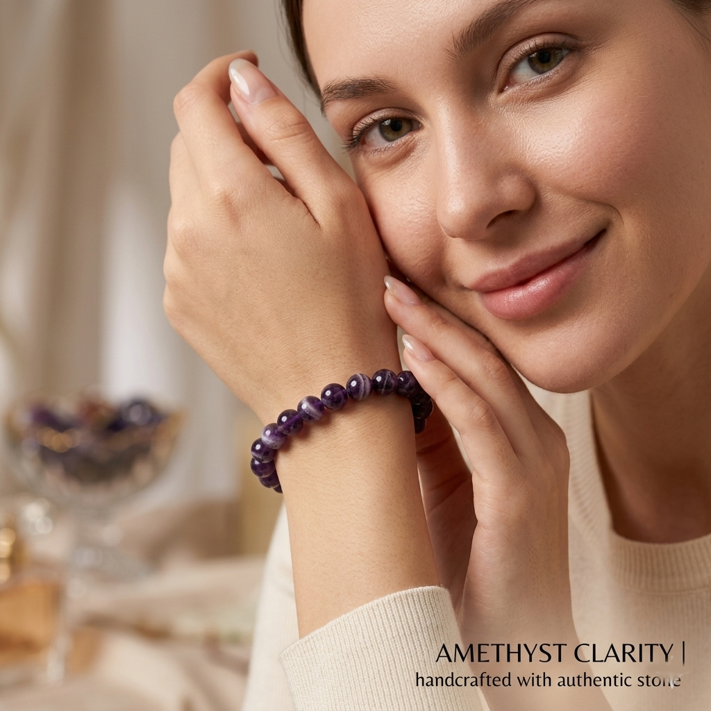 Cosmic Beads 100% Original Amethyst Stones Bracelet for Kumbh Rashi ( Aquarius ) - Attract Positivity, Balance Energy & Inner Wisdom - Image 4