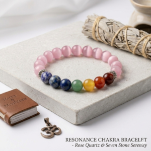 Cosmic Beads Pink Cat’s Eye 7 Chakra Bracelet – Love, Healing & Positive Energy Crystal Bracelet