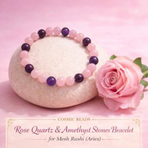 Cosmic Beads 100% Original Rose Quartz & Amethyst Bracelet for Mesh Rashi ( Aires ) - Attract Love, Calm Mind & Boost Inner Strength for Women & Men