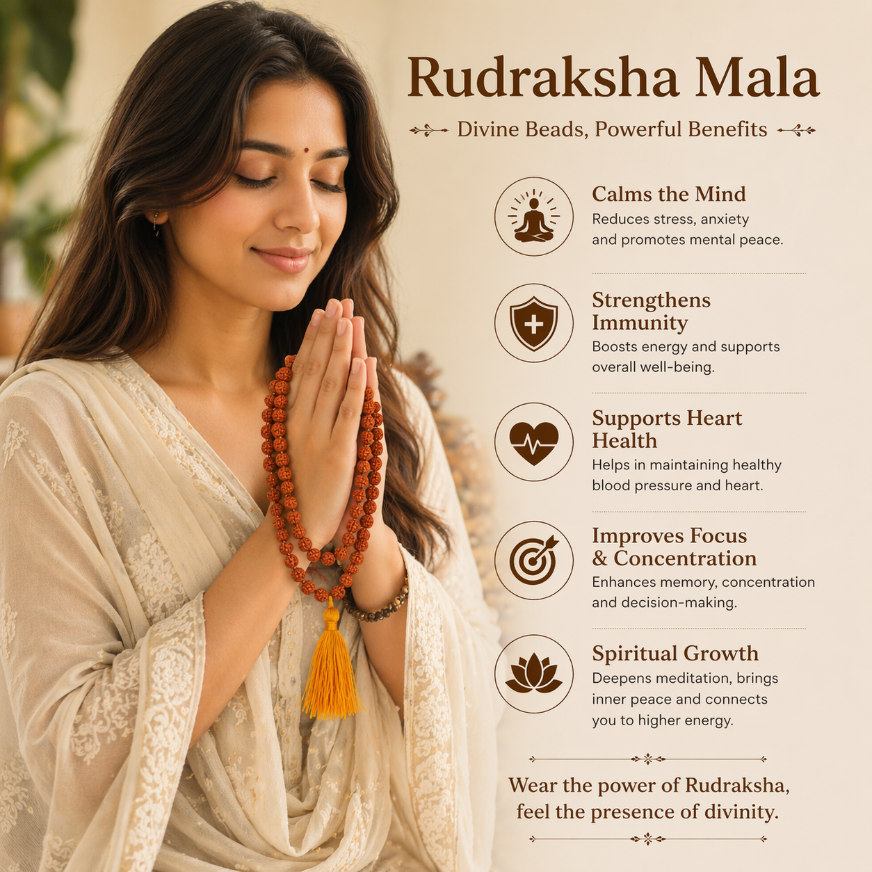 Cosmic Beads Original Rudraksha Mala - Image 2