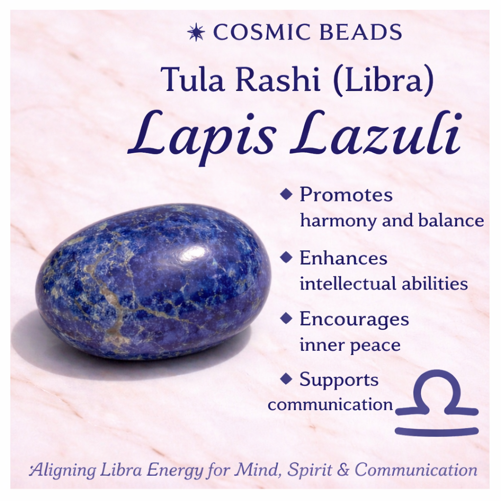 Cosmic Beads 100% Geunine Lapis Lazuli Stones Bracelet for Tula Rashi ( Libra ) - Zodiac Healing Stone for Harmony & Clarity - Image 5