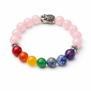 Cosmic Beads Rose Quartz 7 Chakra Bracelet – Love, Healing & Energy Balance Crystal Bracelet