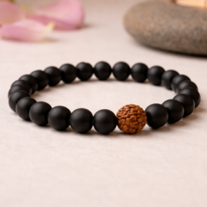 Cosmic Beads Karungali & Single Rudraksha Power Bracelet – Protection, Spiritual Strength & Positivity