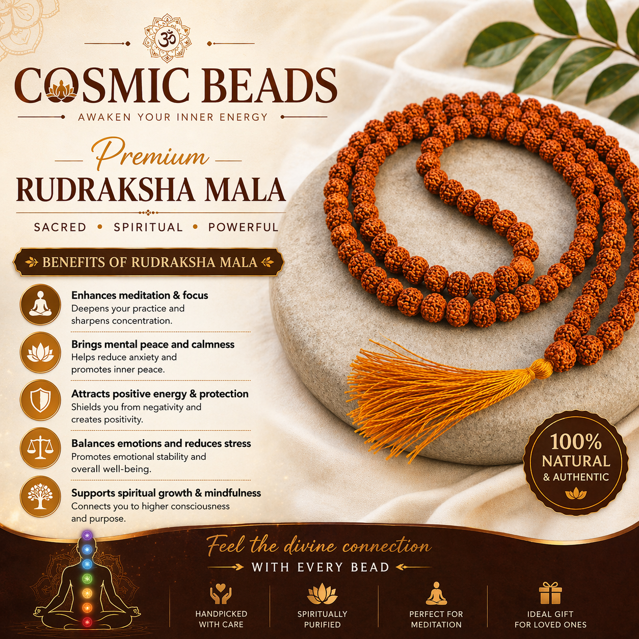 Cosmic Beads Original Rudraksha Mala - Image 4