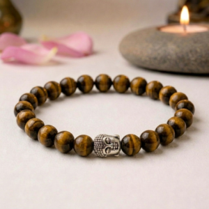 Cosmic Beads Tiger’s Eye Buddha Charm Bracelet – Protection, Confidence & Prosperity Energy